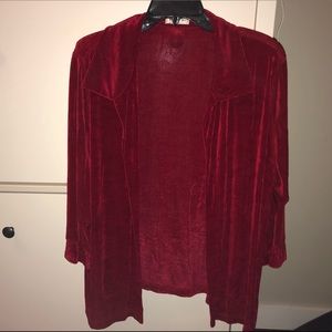 Red wrinkle-free jacket blazer open front ribbed